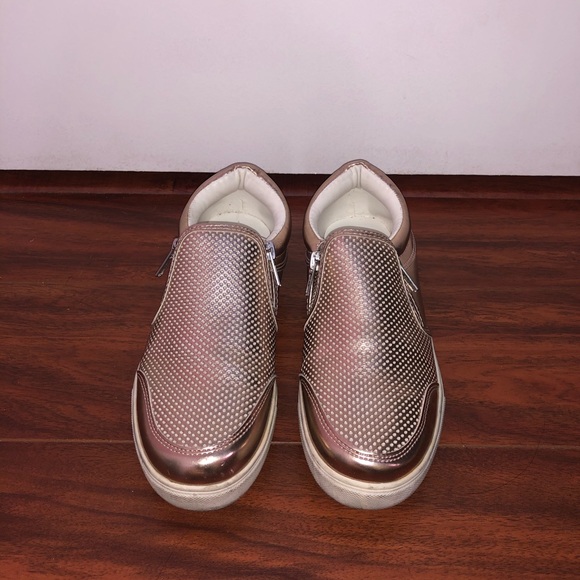 Brash Metallic Rose Gold Slip On Sneakers - Picture 2 of 4